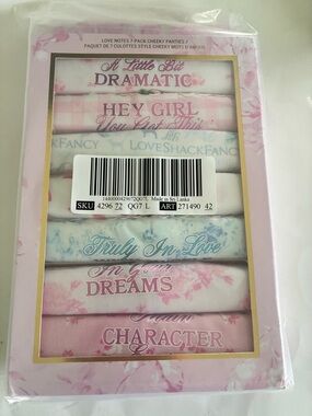 LoveShackFancy and PINK  Cheeky Panties 7-Pack - Pink Floral & Pastel Mix size L